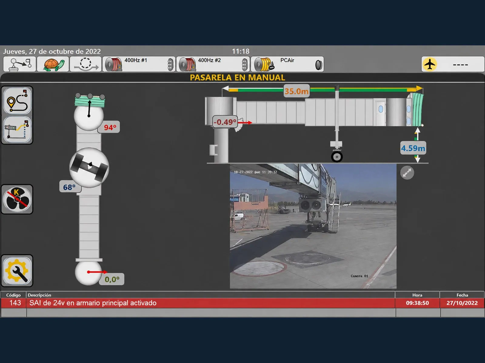 Digital control system interface after modernization, showing bridge telemetry on screen