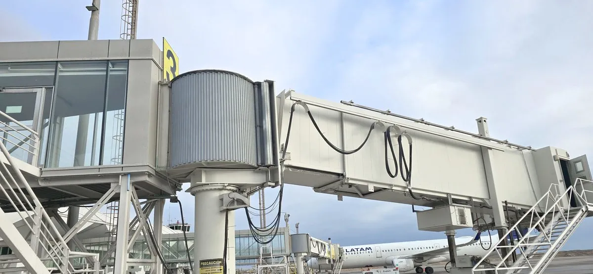 Passenger boarding bridge at an airport in Chile