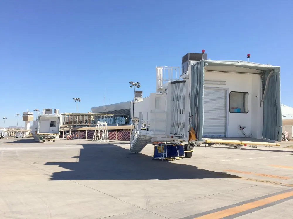 Boarding bridge cab at an airport in Mexico
