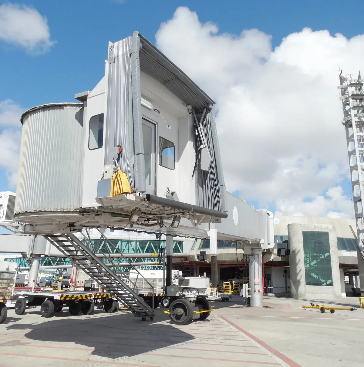 Boarding bridge cab on the apron of an airport in Brazil